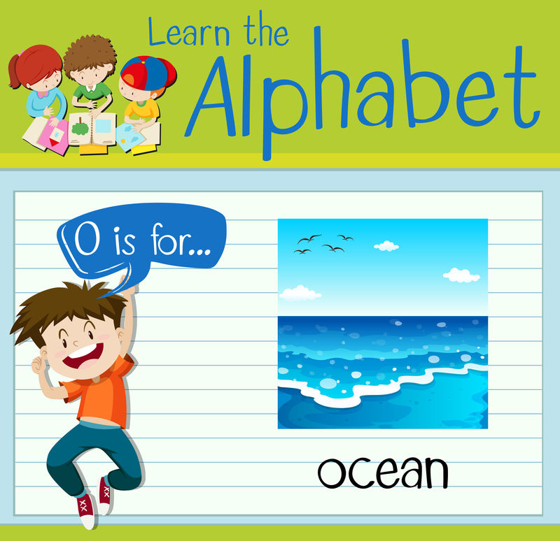 抽认卡字母O代表海洋