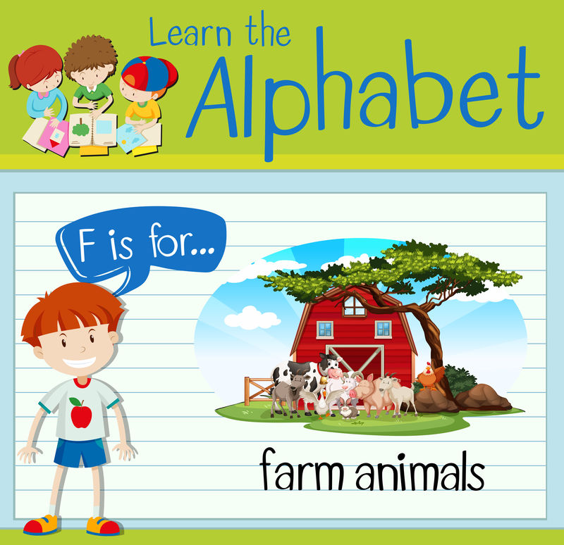 抽认卡字母F是给农场动物的