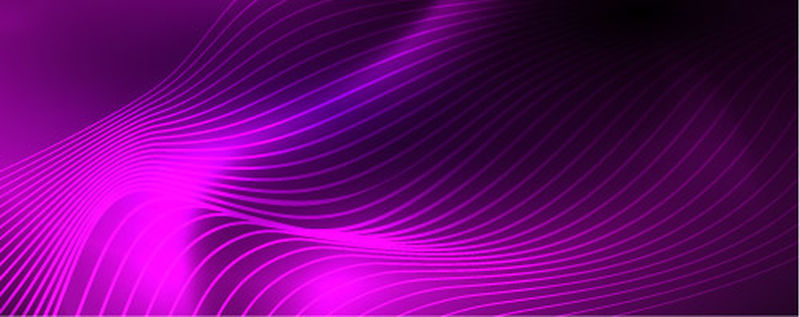 蓝色霓虹灯背景上的平滑波浪线-发光的抽象波在黑暗中-闪亮的运动-神奇的空间光-矢量技术抽象背景-蓝色
