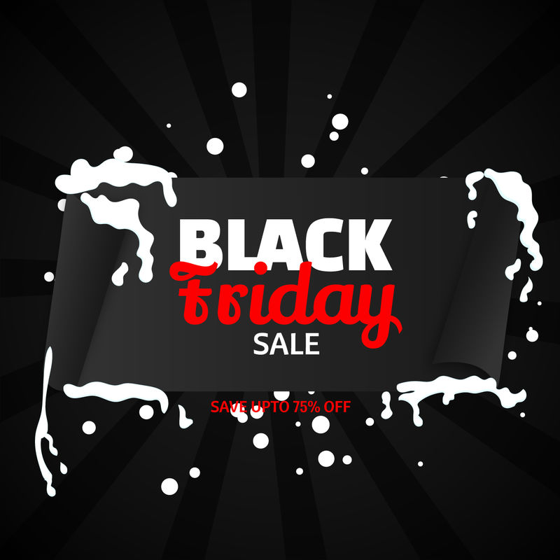 黑色星期五提供黑色背景75%折扣的销售横幅或海报设计