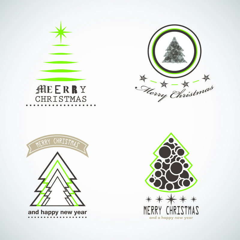 用于设计明信片、请柬、海报等的圣诞节和新年符号-矢量图示
