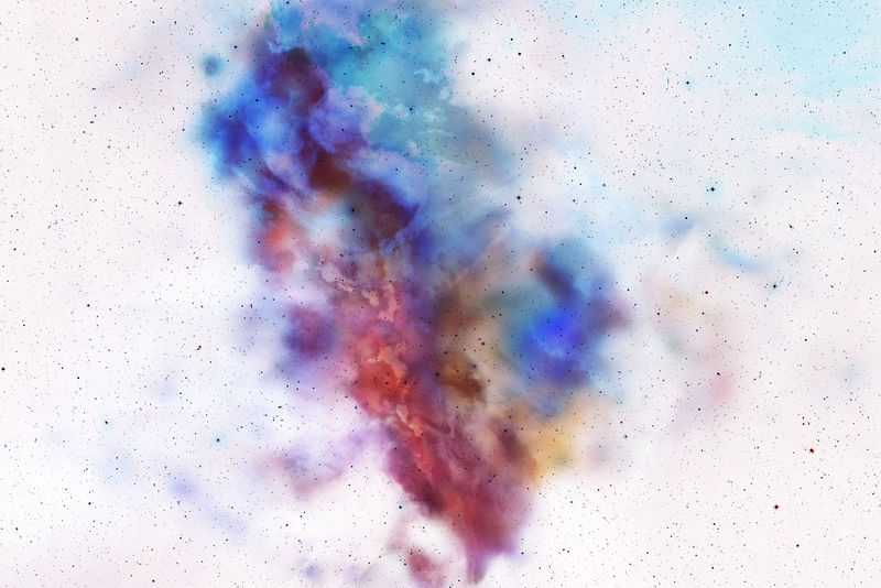 抽象的粉末飞溅在背景上-白色背景下的彩色粉末爆炸-彩云-五颜六色的尘埃爆炸-画胡里