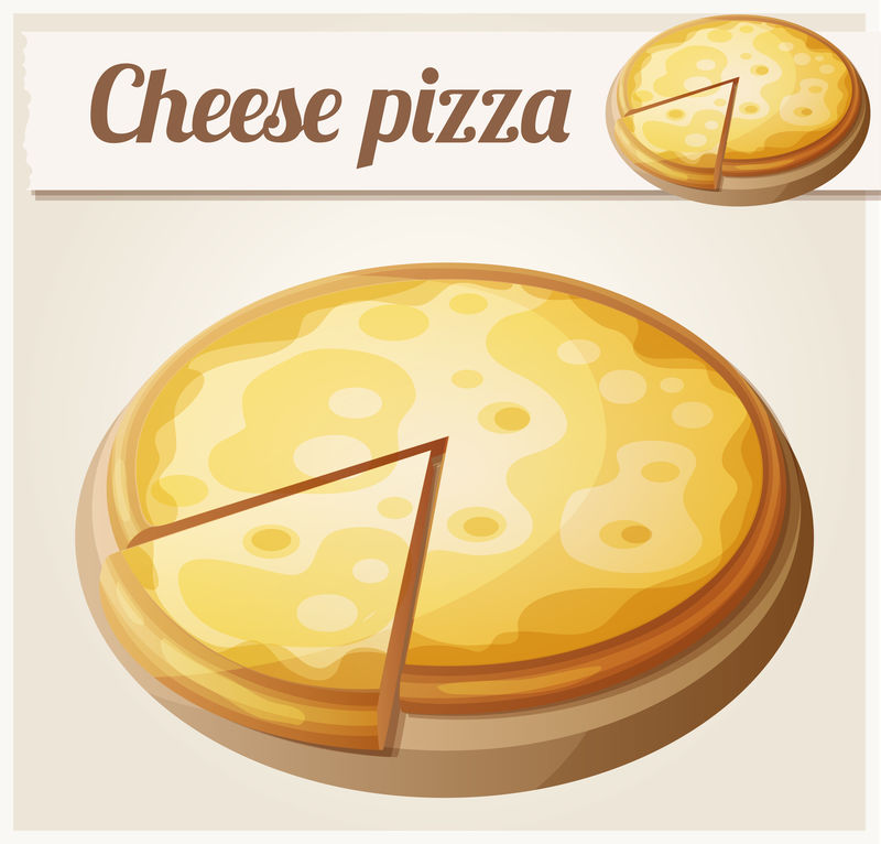 奶酪披萨。详细矢量图标