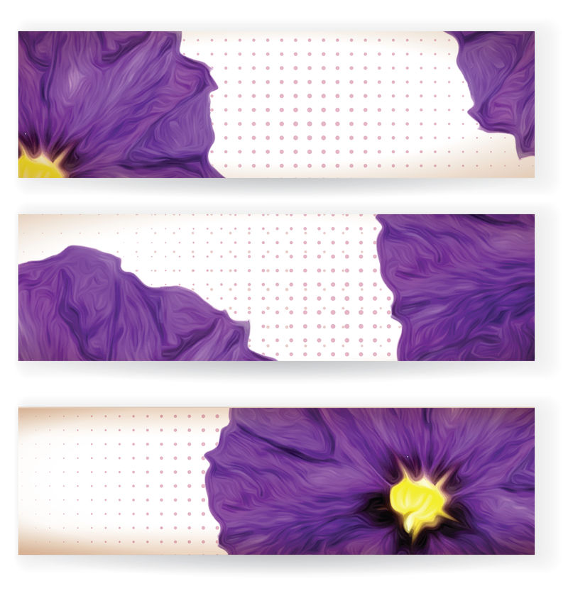 紫色花朵和圆点的横幅