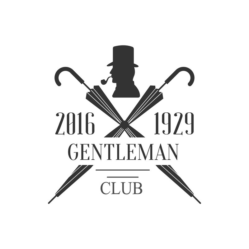 交叉雨伞绅士俱乐部标签设计