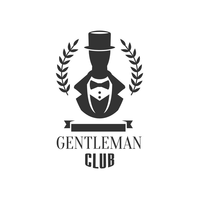 男士轮廓绅士俱乐部标签设计