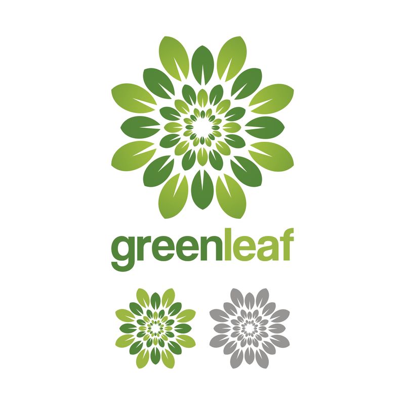 绿叶环手绘矢量插图-带有样品公司名称的标志设计模板