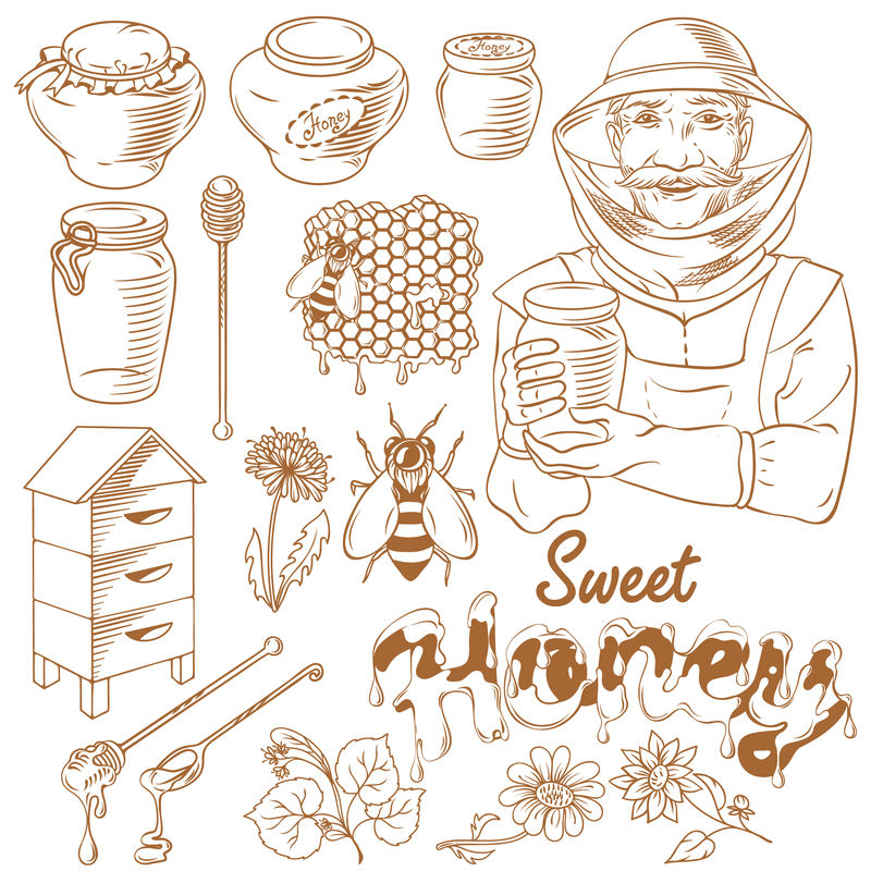 蜂蜜单色图标集