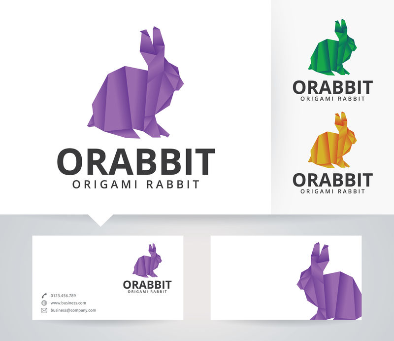 折纸兔子-矢量标识模板