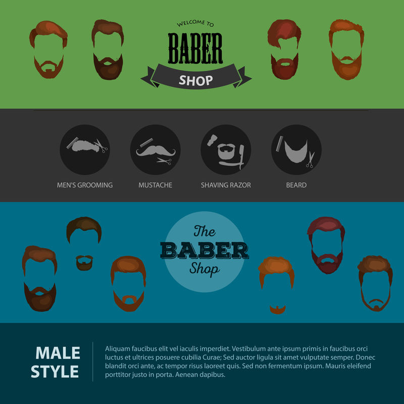 人们继承的偶像，收集胡子和胡子理发店。男士时尚理发类型为伯伯店。单独收集的男子贝斯特德设计，继承人的头继承人和胡子。