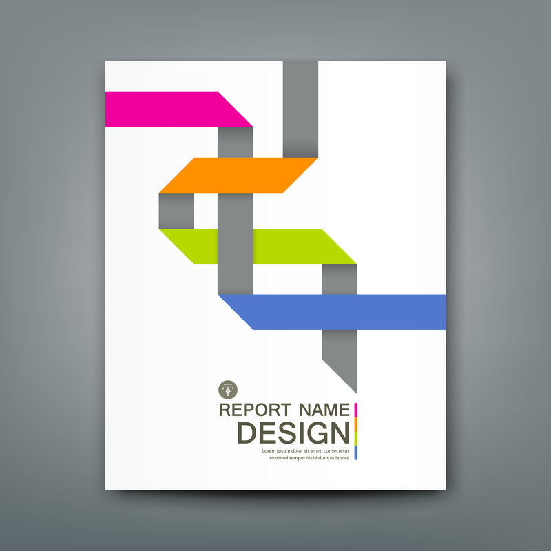 封面年报彩色折纸概念设计、矢量插图