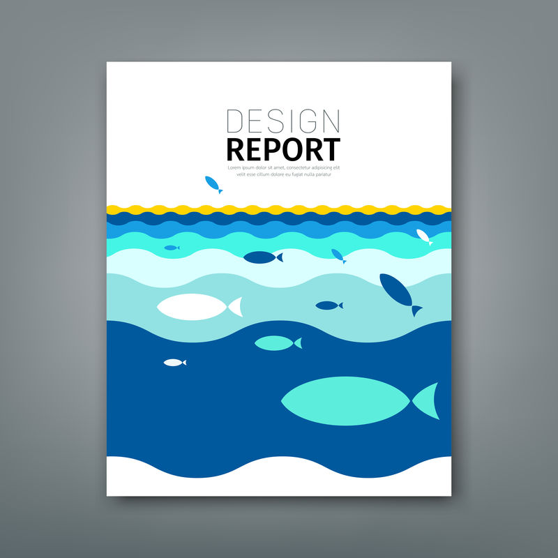 封面年报-蓝海概念鱼背景设计-矢量图