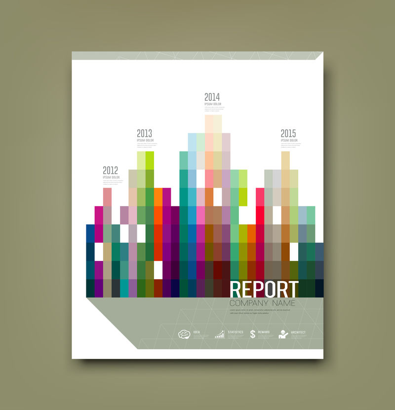 封面报告彩色几何建筑图案统计概念设计背景、矢量图