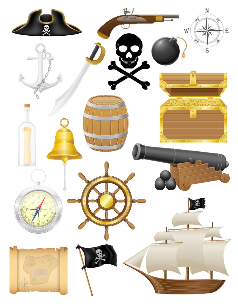 一组海盗图标矢量图