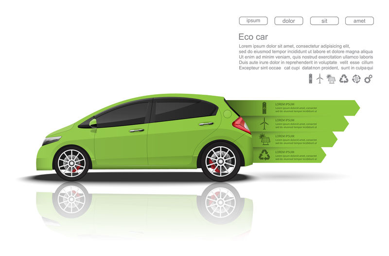 绿色汽车概念-汽车信息图形设计.vector