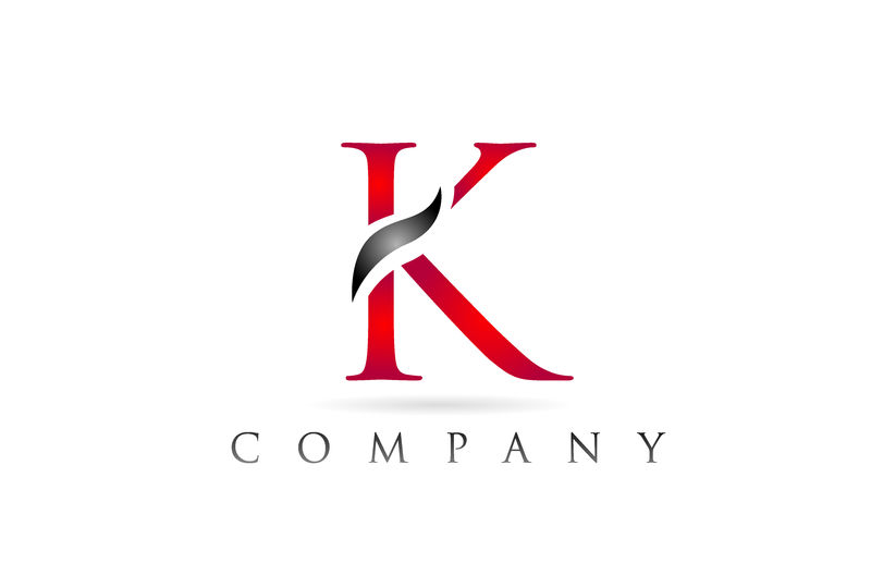白红色字母K标志公司图标设计