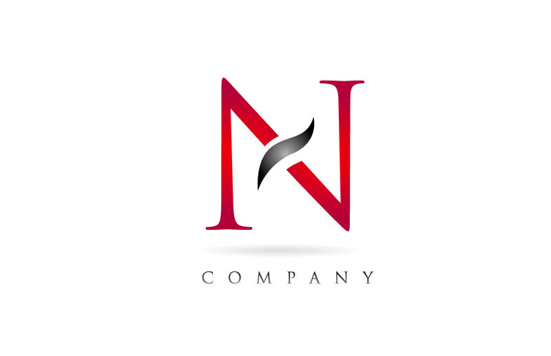 白红色字母N标志公司图标设计