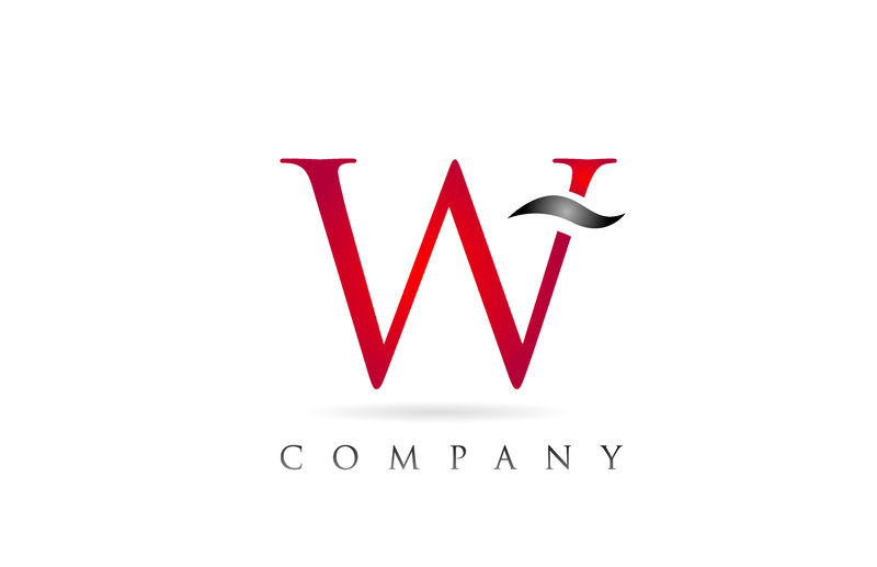 白红色字母W标志公司图标设计