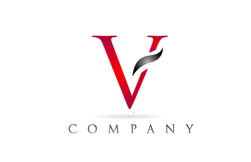 白红色字母V标志公司图标设计