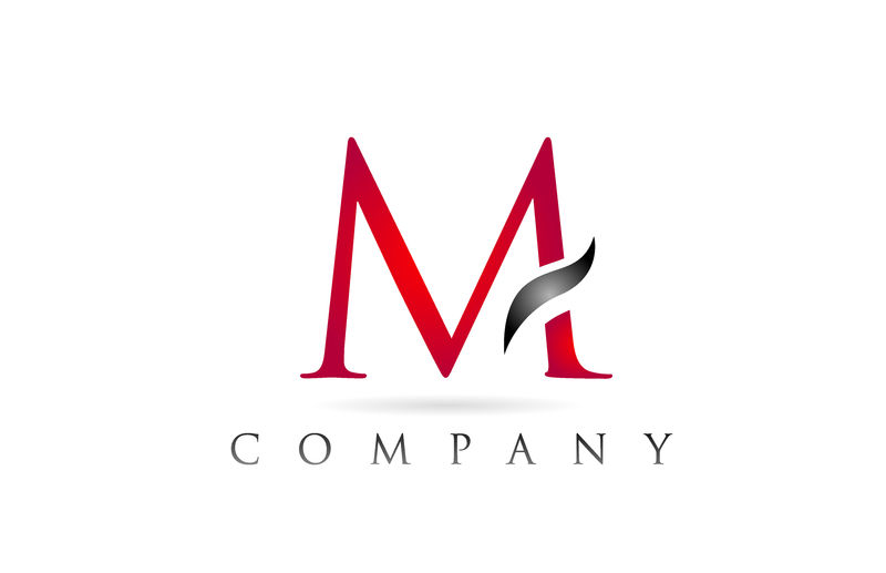 白红色字母M标志公司图标设计