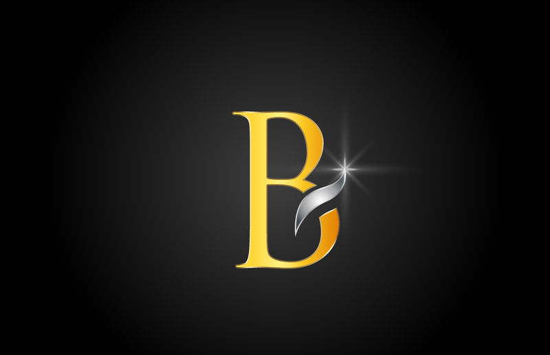黄金字母B标志公司图标设计