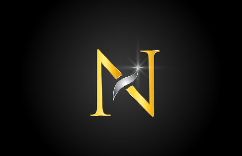黄金字母N标志公司图标设计