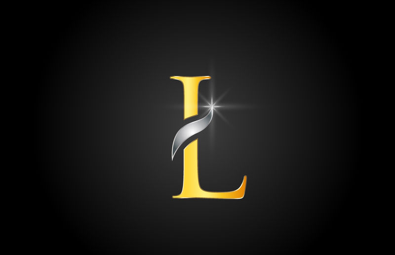 黄金字母L标志公司图标设计