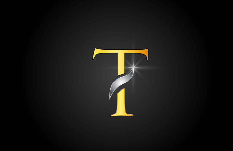 黄金字母T标志公司图标设计
