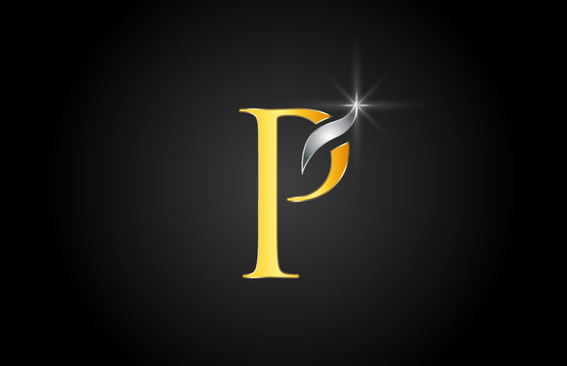 黄金字母P标志公司图标设计