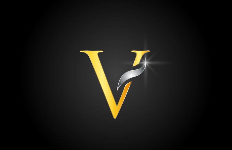 黄金字母V标志公司图标设计