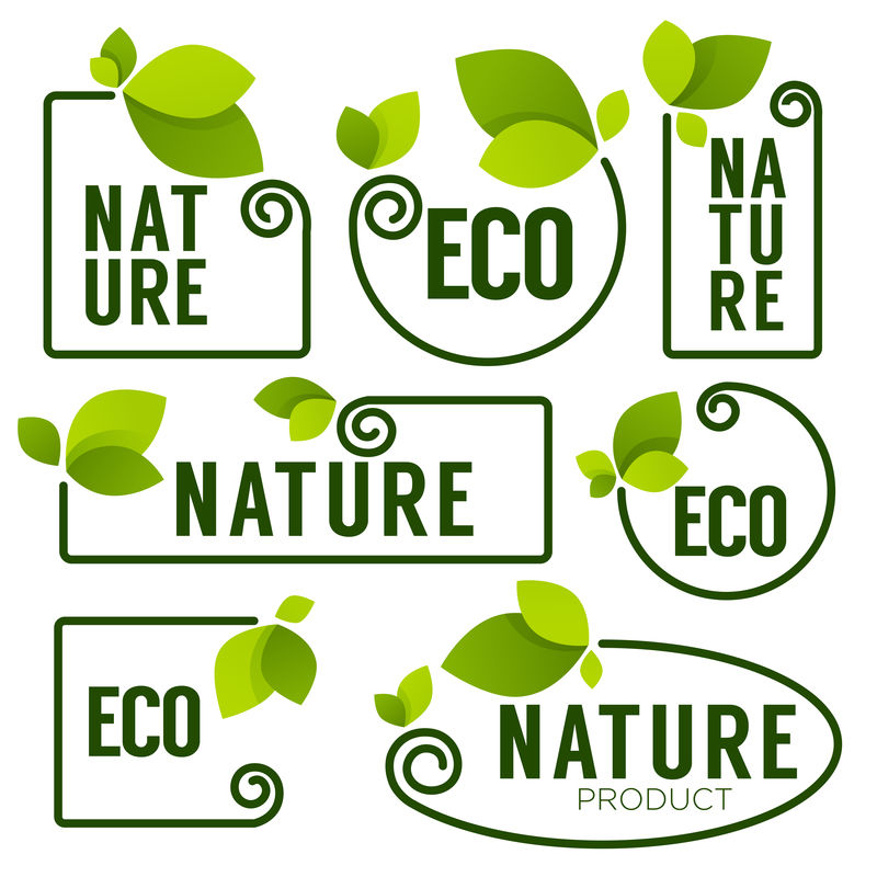 生态与自然绿色鲜叶标志、元素、框架和标志