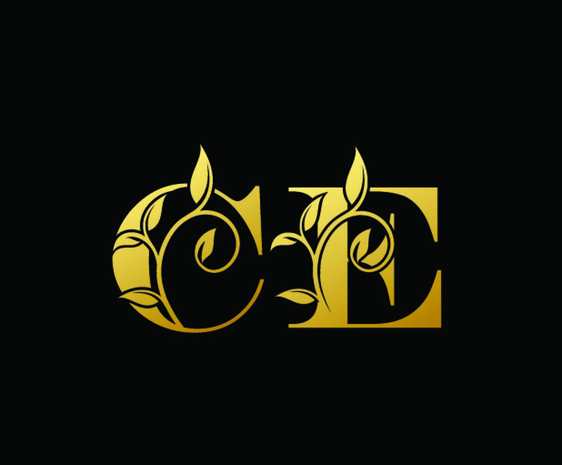 金色字母C和E-CE-豪华字母标志图标
