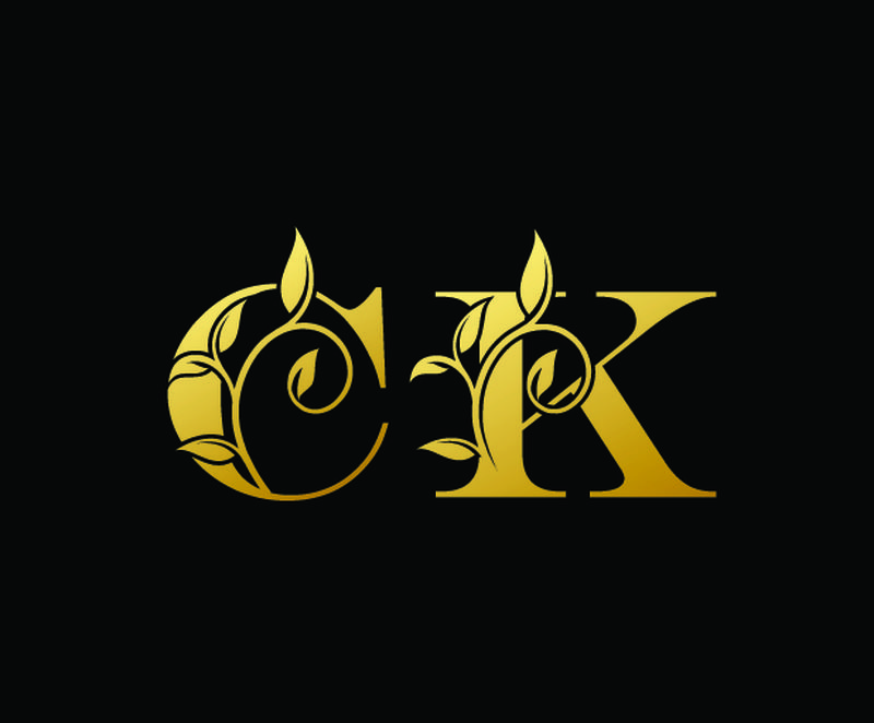金色字母C和K-CK-豪华字母标志图标