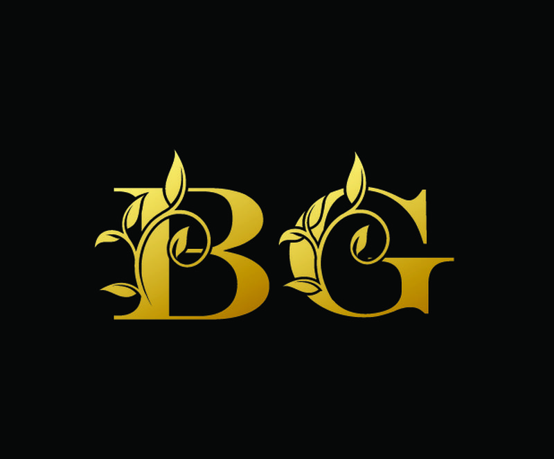 金色字母B和G-背景-豪华字母标志图标