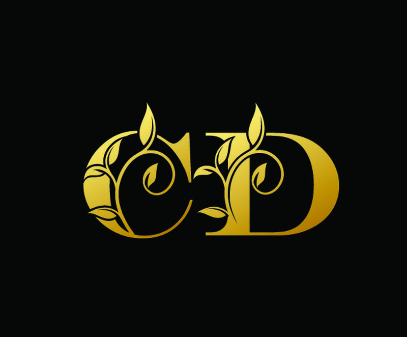 金色字母C和D-CD-豪华字母标志图标