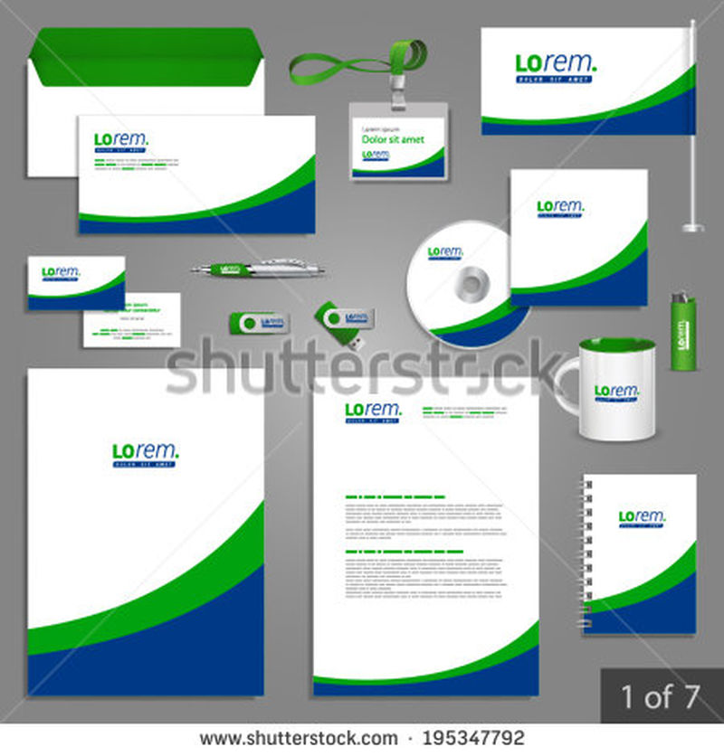 白色文具模板设计-蓝绿线-商业文件