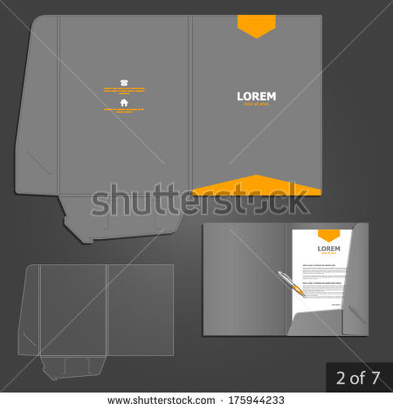 灰色文件夹模板设计公司用橙色箭头-文具的元素