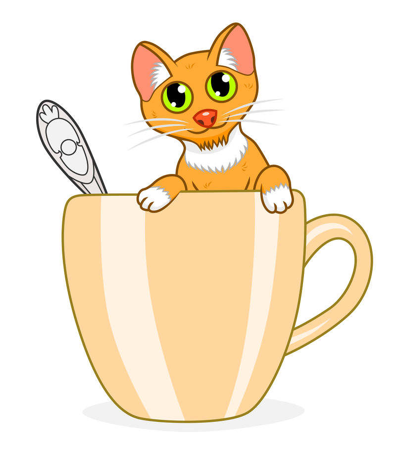 卡通可爱的猫在杯子里