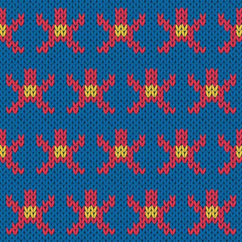 蓝带几何图形编织华丽无缝图案