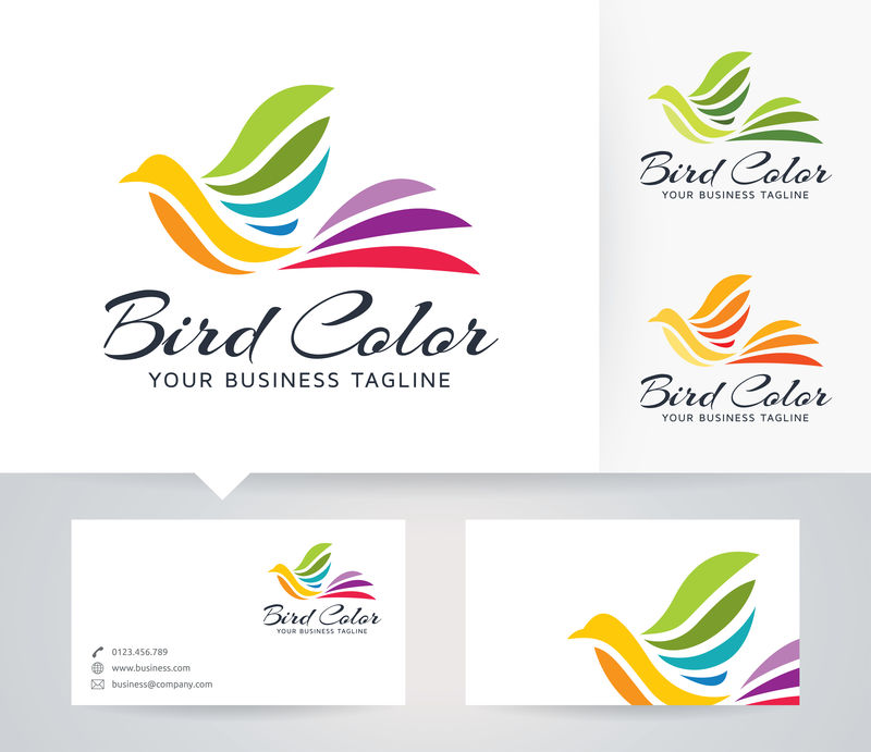 鸟的颜色-彩色-艺术-工作室-颜色-鸟-动物-抽象-大肠杆菌-矢量徽标模板
