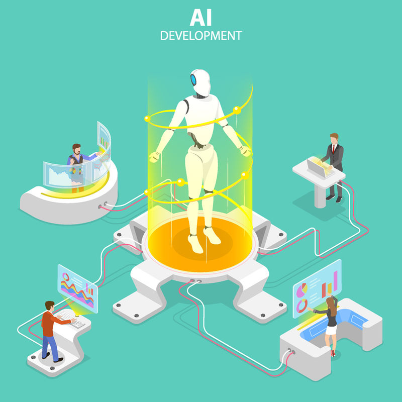 平面等距矢量概念的人工智能开发-机器人与人的合作-人工智能-rpa-物联网