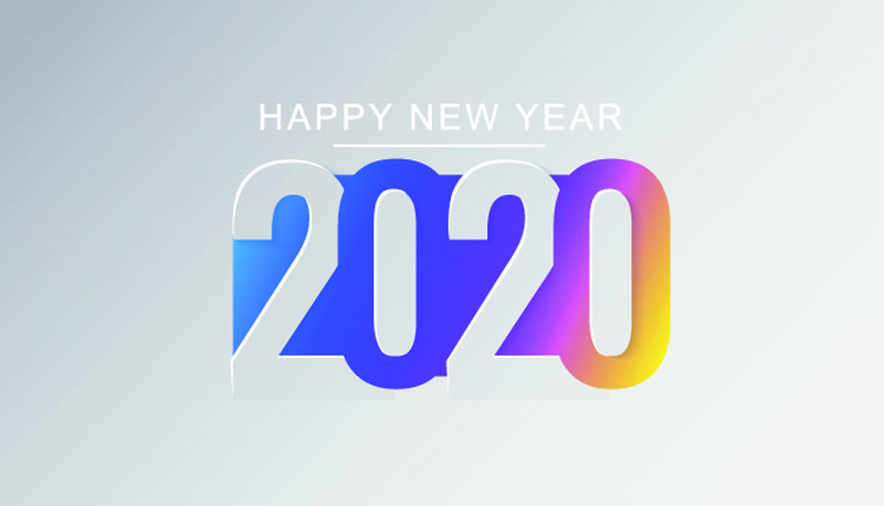 2020新年快乐背景-2020数字纸艺术文本设计-矢量假日插图