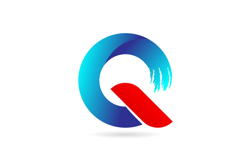 Q公司用的带粗刷图案的蓝红色字母