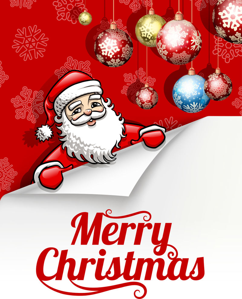 圣诞快乐派对模板或传单设计-圣诞老人条款和节日元素在光滑的橙色背景插图
