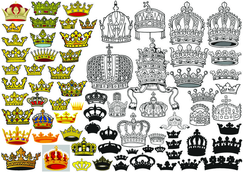 皇家或皇室的皇冠-镶有宝石和装饰-用于纹章或中世纪设计