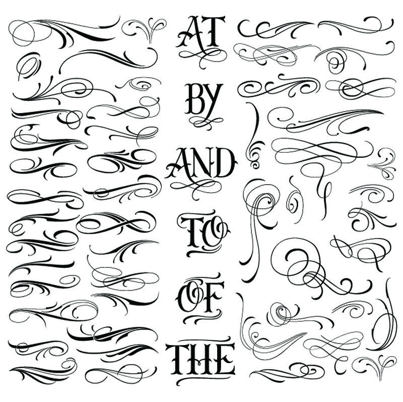 手工纹身字母和装饰元素