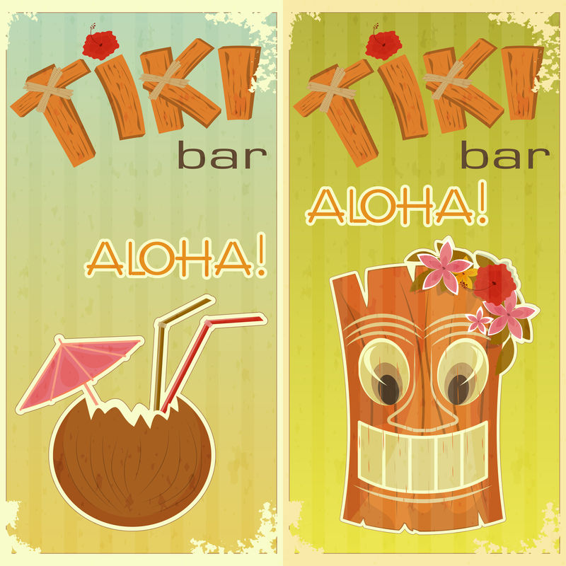Tiki酒吧的复古贴纸