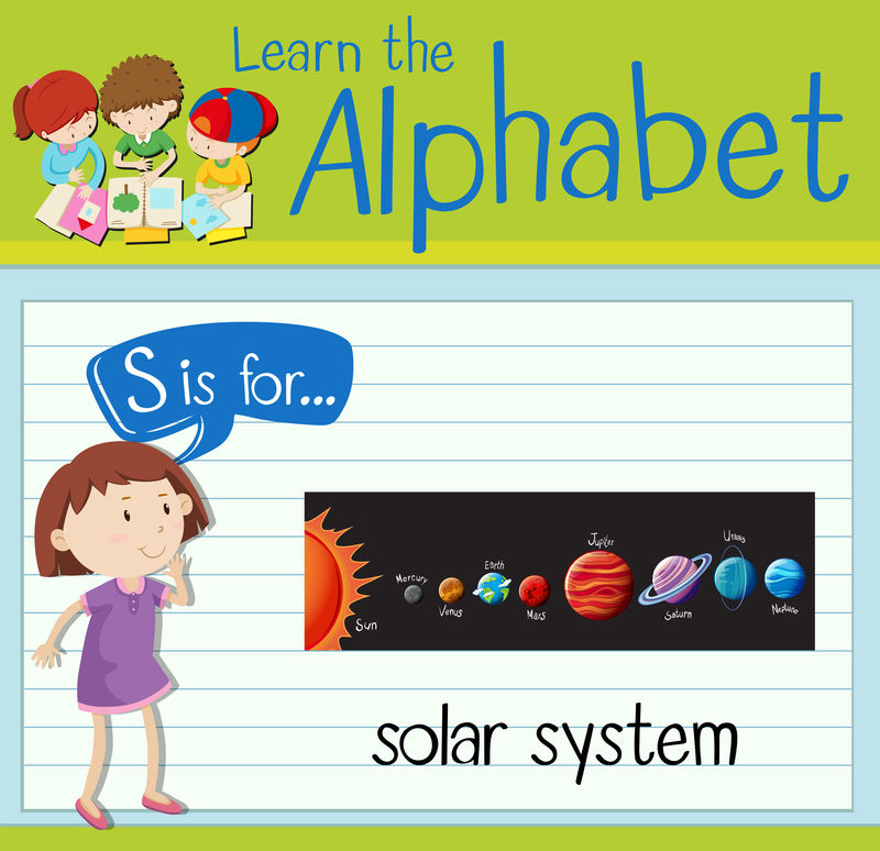 闪卡字母S代表太阳系