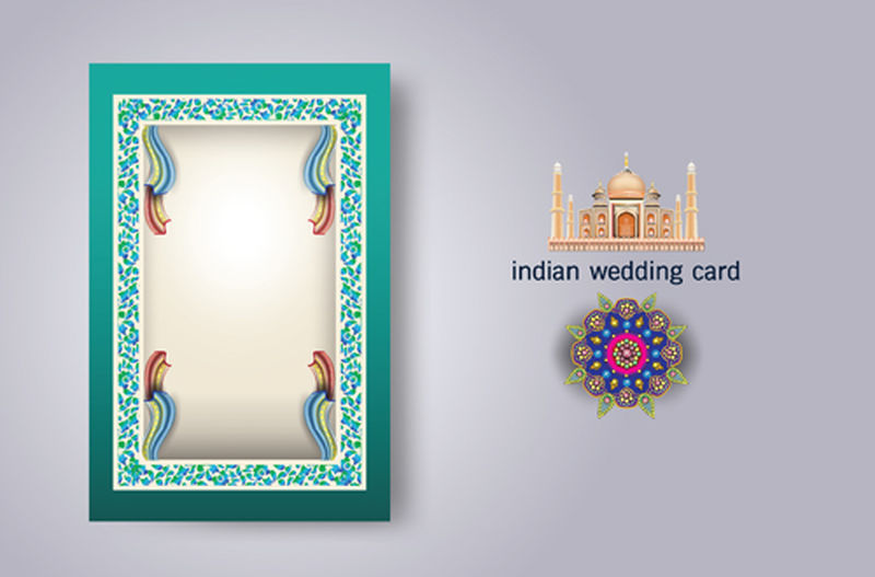 结婚卡复古卡为您和菜单-抽象背景的印度婚礼请柬插图-伊斯兰教-阿拉伯语-所有关于仪式的矢量模板
