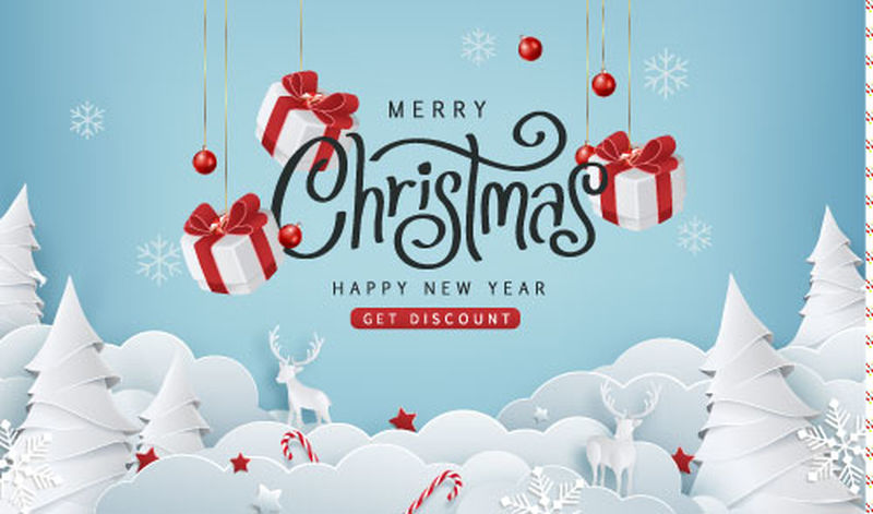 圣诞快乐销售横幅背景-圣诞快乐文字书法字体矢量插图